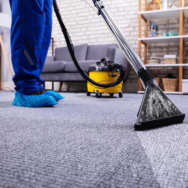Person Cleaning Carpet with Vacuum Cleaner